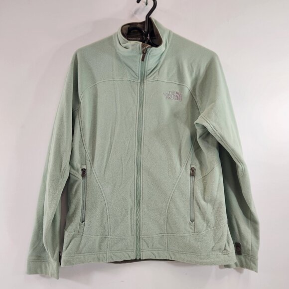 Vintage North Face Mint Green Fleece Zip Up Womens Medium - Picture 1 of 13